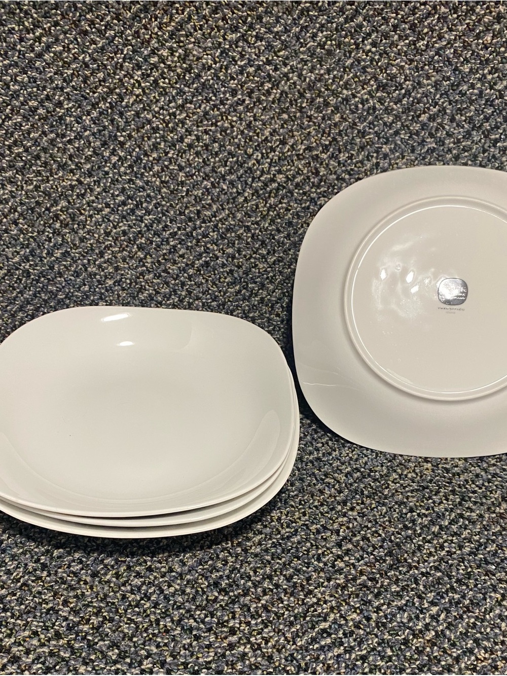 Block Transition White 4 Square Soup  or Salad Bowls. Elegant. Langenthal.
